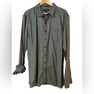 Marc Anthony Charcoal Gray Slim Fit Button-Down Long Sleeve Shirt